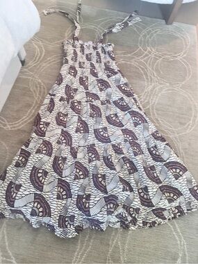 Ulla Johnson GIRLS White and Purple Printed Maxi Dress